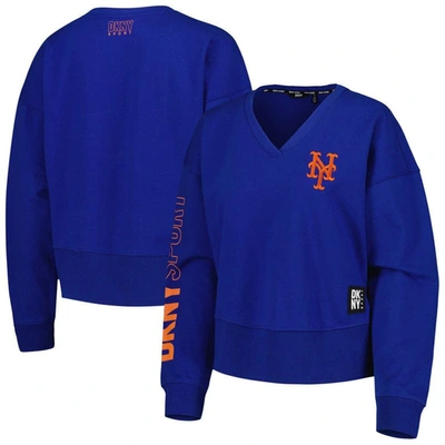Dkny Sport Royal New York Mets Lily V-neck Pullover Sweatshirt