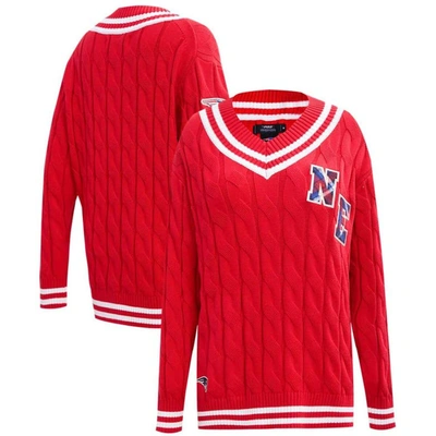 Pro Standard Red New England Patriots Prep V-neck Pullover Sweater