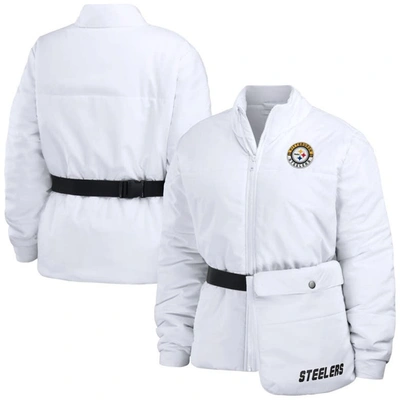 Wear By Erin Andrews White Pittsburgh Steelers Packaway Full-zip Puffer Jacket