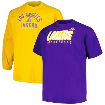 Fanatics Branded Purple/gold Los Angeles Lakers Big & Tall Short Sleeve & Long Sleeve T-shirt Set