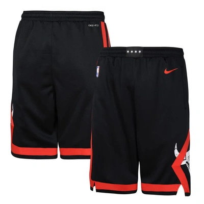 Nike Kids' Big Boys  Black Chicago Bulls 2023/24 City Edition Swingman Performance Shorts