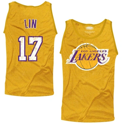 Majestic Jeremy Lin Los Angeles Lakers  Threads Player Tri-blend Tank Top In Gold