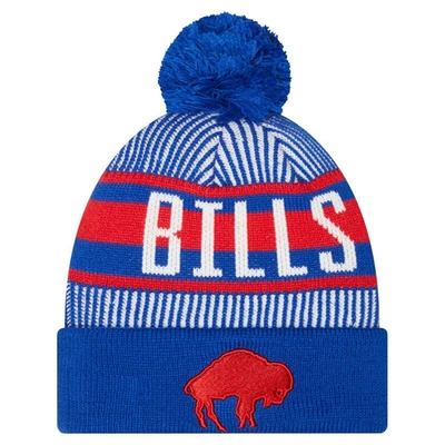 New Era Kids' Youth  Royal Buffalo Bills Striped Historic Cuffed Knit Hat With Pom