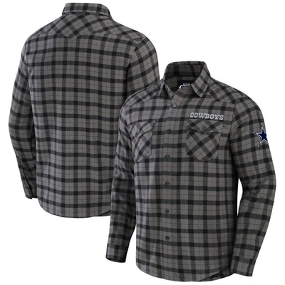 Nfl X Darius Rucker Collection By Fanatics Gray Dallas Cowboys Flannel Long Sleeve Button-up Shirt
