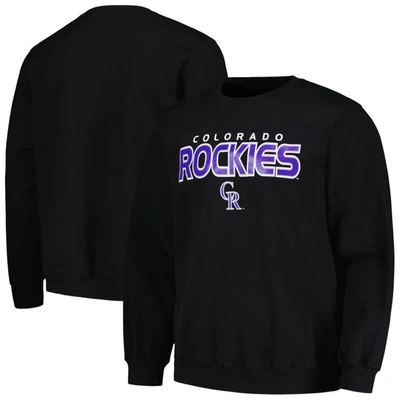 Stitches Black Colorado Rockies Pullover Sweatshirt