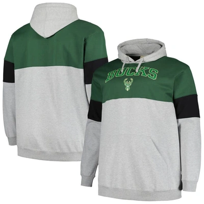 Fanatics Men's  Hunter Green, Black Milwaukee Bucks Big And Tall Pullover Hoodie In Hunter Green,black