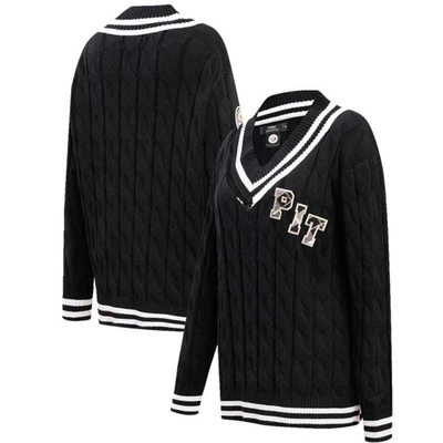 Pro Standard Black Pittsburgh Steelers Prep V-neck Pullover Sweater