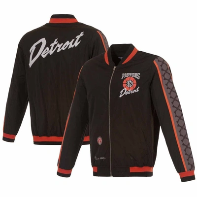 Jh Design Men's  Black Detroit Pistons 2023/24 City Edition Nylon Full-zip Bomber Jacket