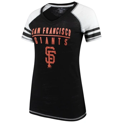 Soft As A Grape Black San Francisco Giants Color Block V-neck T-shirt