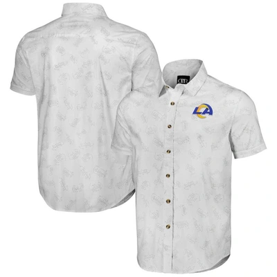 Nfl X Darius Rucker Collection By Fanatics White Los Angeles Rams Woven Short Sleeve Button Up Shirt