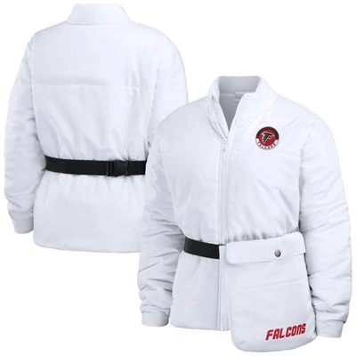 Wear By Erin Andrews White Atlanta Falcons Packaway Full-zip Puffer Jacket