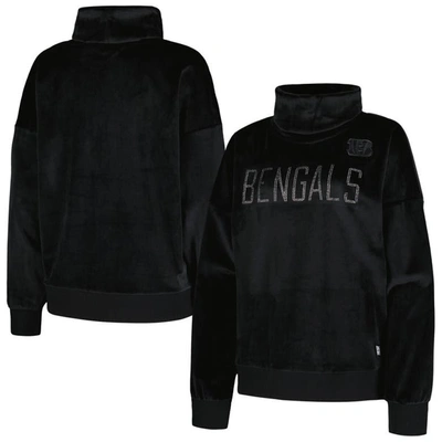 Dkny Sport Black Cincinnati Bengals Deliliah Rhinestone Funnel Neck Pullover Sweatshirt