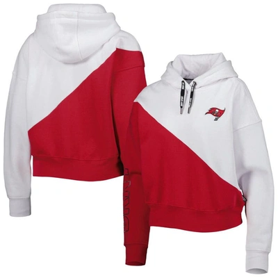 Dkny Sport White/red Tampa Bay Buccaneers Bobbi Color Blocked Pullover Hoodie