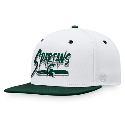Top Of The World Men's  White, Green Michigan State Spartans Sea Snapback Hat In White,green