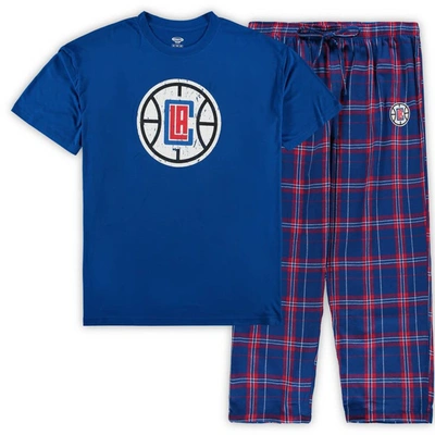Concepts Sport Royal La Clippers Big & Tall Ethos T-shirt And Pants Sleep Set