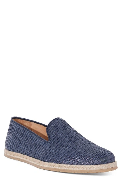 Paul Stuart Lido Woven Raffia Loafer In Navy