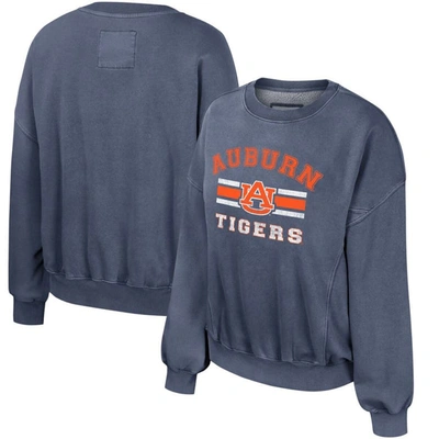 Colosseum Navy Auburn Tigers Audrey Washed Pullover Sweatshirt