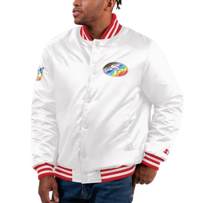 Starter White San Francisco 49ers Pride Full-snap Varsity Jacket