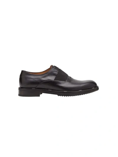 Fendi Logo-edged Leather Oxford Shoes In Black