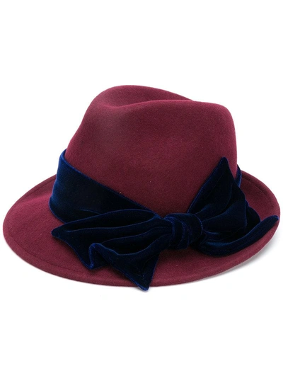 Ca4la Side Bow Embellished Hat - Red