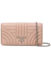 Prada Mini Diagramme Quilted Cross-body Bag In Pink