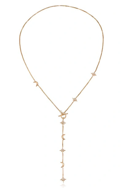 Ettika Moon Chain Lariat Necklace In Gold