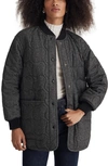 Madewell Quilted Oversize Wool Blend Bomber Jacket In Herringbone True Black