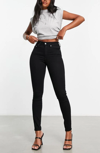 Asos Design High Waist Skinny Jeans In Black