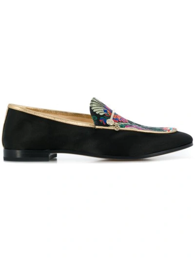 Fabi Floral Embroidered Loafers In Black