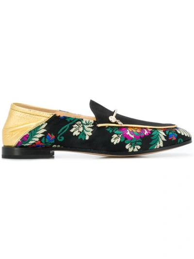 Fabi Floral Embroidered Loafers In Black