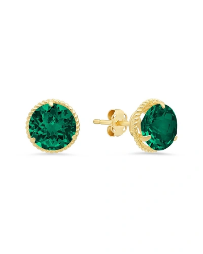 Max + Stone 14k 2.60 Ct. Tw. Created Emerald Halo Studs In Gold