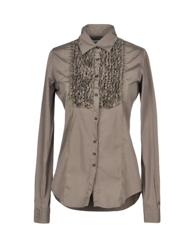 Aglini Solid Color Shirts & Blouses In Khaki