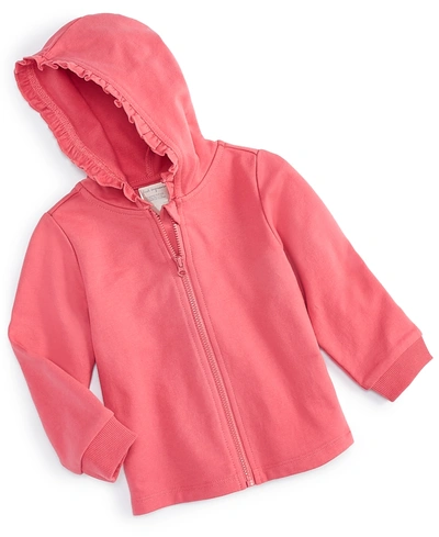 First Impressions Baby Girls Solid Hoodie, Created For Macy's In Pink Sunrise