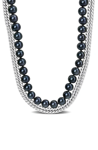Delmar 7.5-8mm Cultured Freshwater Pearl & Sterling Silver Curb Chain Necklace In Silver Multicolor