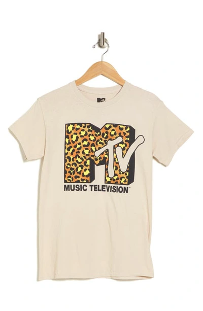 Philcos Cheetah Print Mtv Graphic T-shirt In Natural Pigment