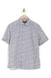 Westzeroone Cotric Short Sleeve Woven Button-up Shirt In Black/ White