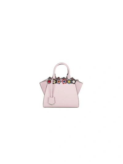 Fendi Bag 3jours Mini Leather Pink Stud In Plexi In Peony