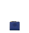 Tory Burch Mcgraw Mini Foldable Leather Wallet In Bright Indigo