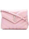Saint Laurent Quilted Logo Shoulder Bag - Pink