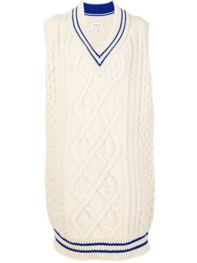 Maison Margiela Cable Knit Sweater Dress In Neutrals