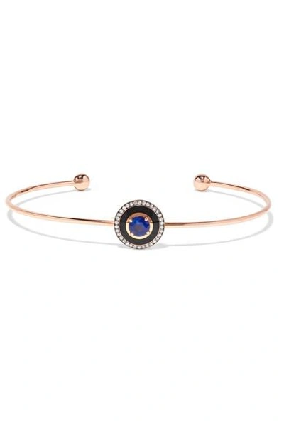 Selim Mouzannar Mina 18-karat Rose Gold Enamel, Diamond And Sapphire Cuff