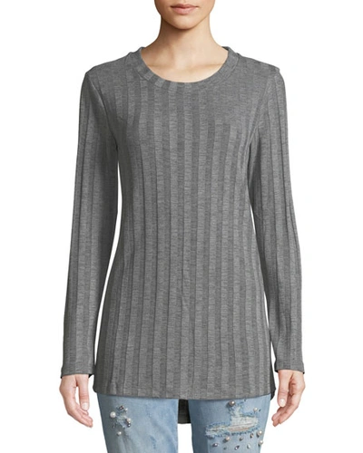 Bobeau B Collection By  Alex Ribbed Tunic Tee In Steel Gray