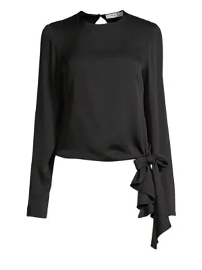 Milly Stretch Silk Asymmetric Blouse In Black