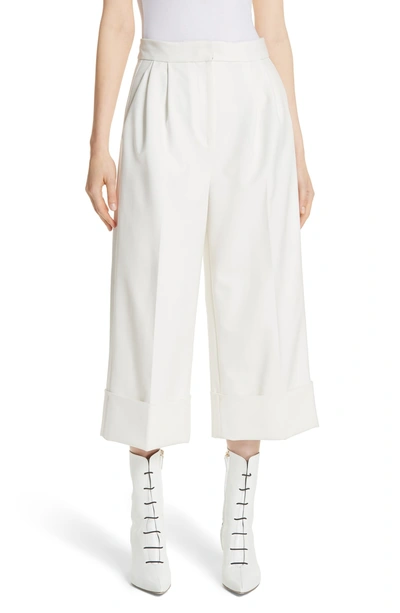 Tibi Anson Stretch Cuffed Tuxedo Pants In Ivory