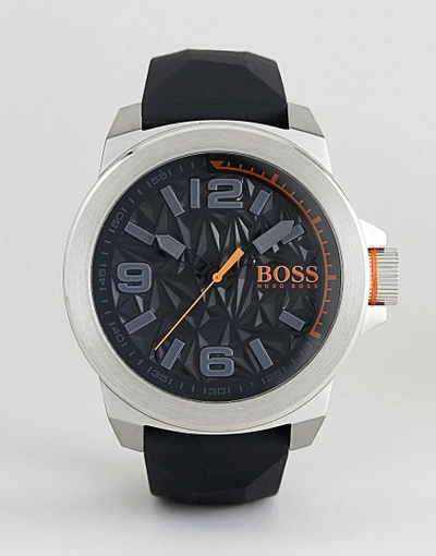 Hugo Boss 1513345 Leather Strap Watch In Black - Black