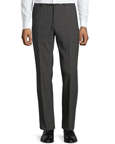 Incotex Men's Benson Check Wool Pants In Dark Brown