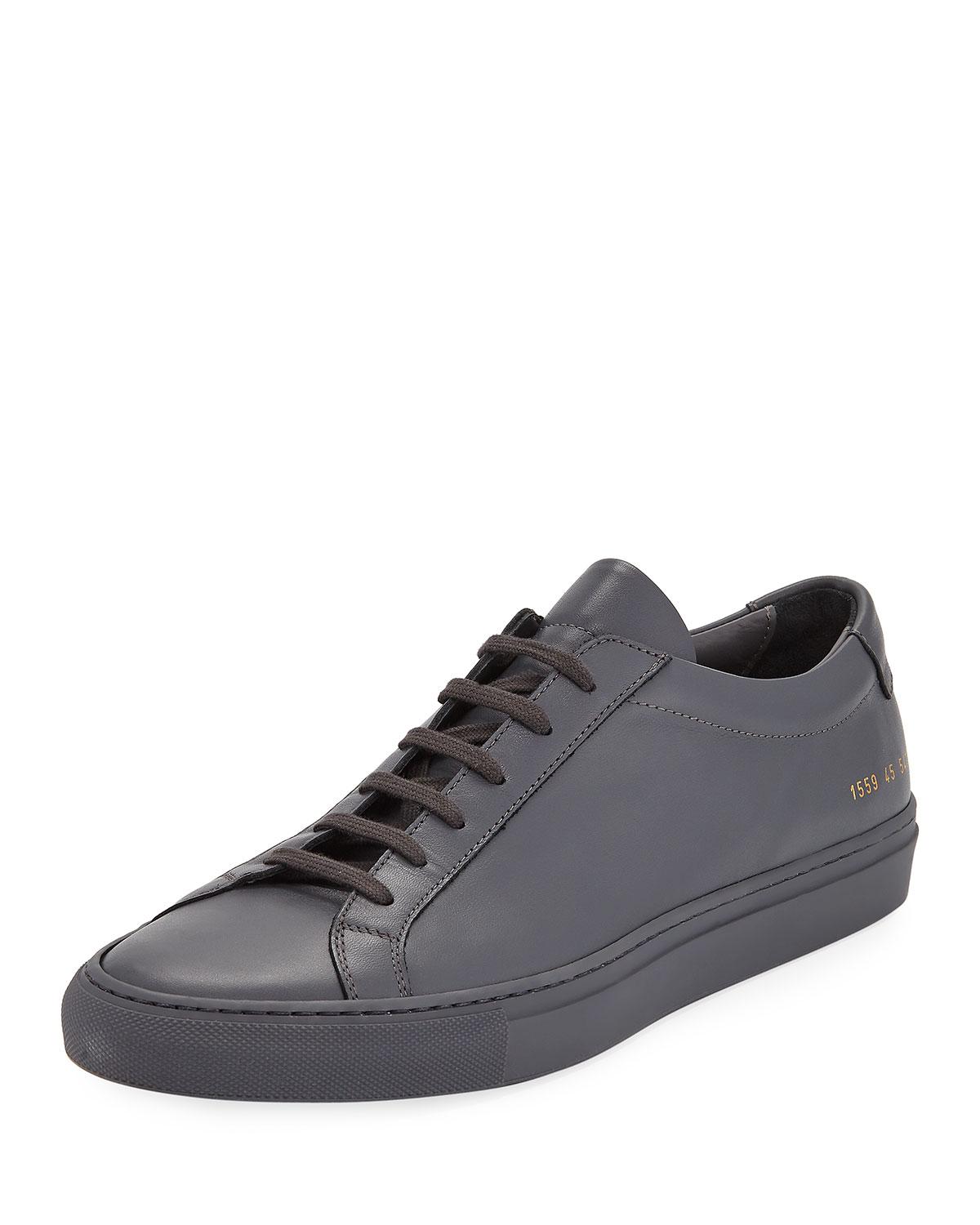 Common Projects Men's Achilles Leather Low-top Sneakers, Dark Gray ...