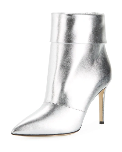 Paul Andrew Banner Metallic Ankle Booties In Silver