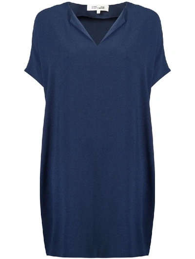 Diane Von Furstenberg Kora New Short-sleeve Shift Dress In Blue