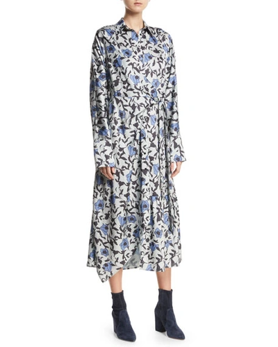 Christian Wijnants Dabba Floral-print Button-front Shirtdress In Black Pattern